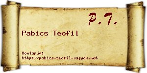 Pabics Teofil névjegykártya
